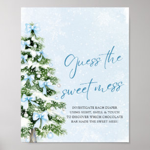Poster Devinez le Gâchis Sucré Baby Shower Noël avec des