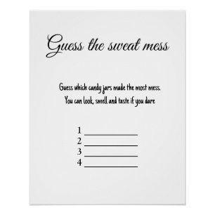 Poster devinez le jeu de baby shower de la sueur