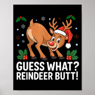 Poster Devinez Quel Renne Fesses Drôle Noël Hommes Renne