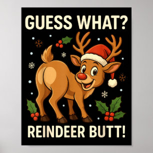 Poster Devinez Quel Renne Fesses Drôle Noël Hommes Renne