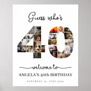 Poster Devinez qui a 40 Photo Collage signe de fête d'ann