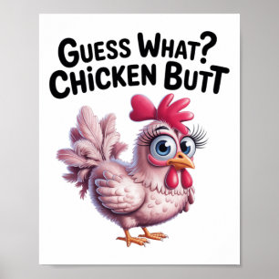 Poster Devinez quoi cul de poulet Clic Kids Blague Design
