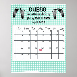 Poster Devis Date d'échéance Calendrier Empreintes bébé