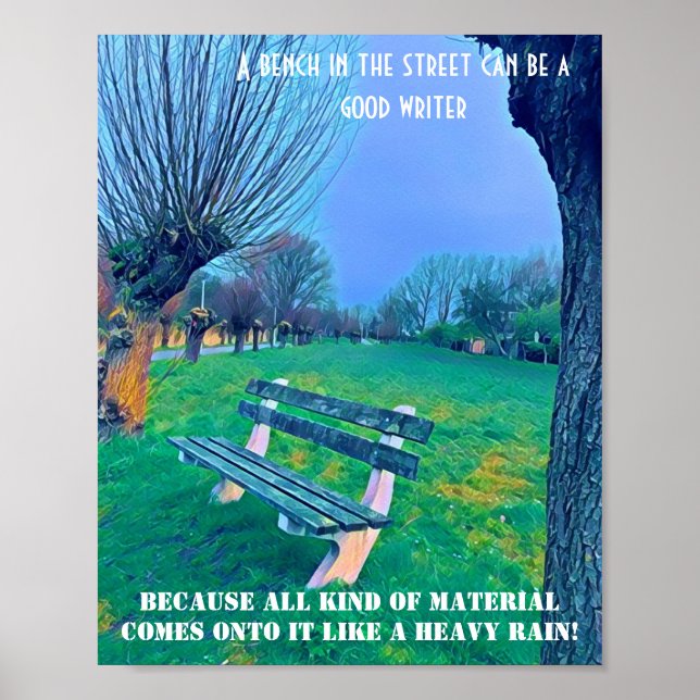 Poster Devis de jardin bleu automne ciel automne arbres d (Devant)