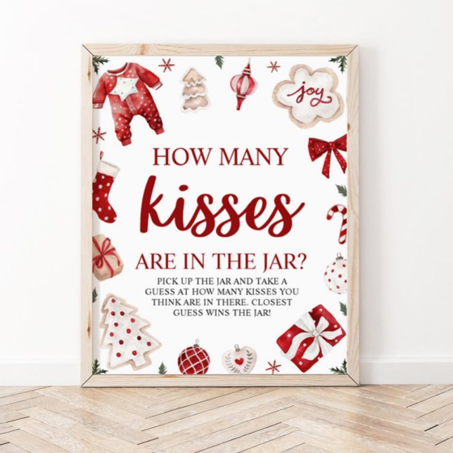 Poster Devis de Noël Combien de baisers Baby shower jeu (Créateur téléchargé)
