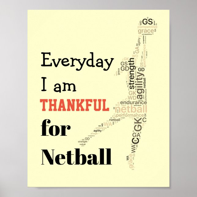 Poster Devis Netball Motivationnel Word Player (Devant)