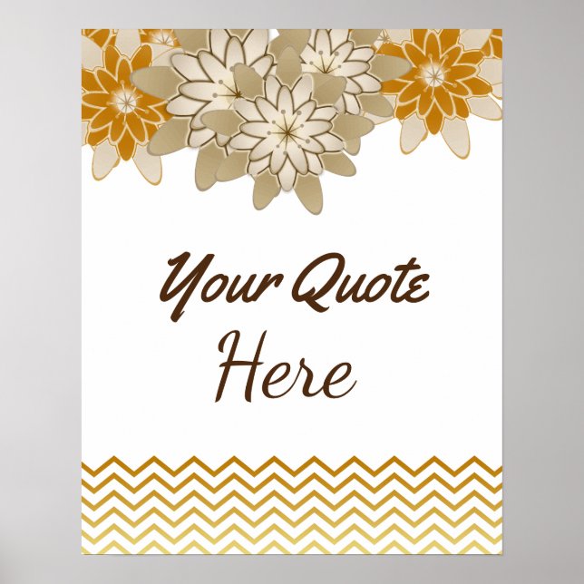 Poster Devis personnalisé Mariage Gold Fleurs d'anniversa (Devant)