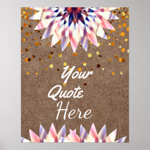 Poster Devis personnalisé Vintage Lotus Flower Wood