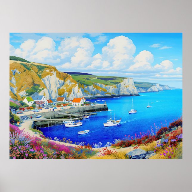Poster "Devon Harbour Dreamscape" - Un paysage marin angl (Devant)