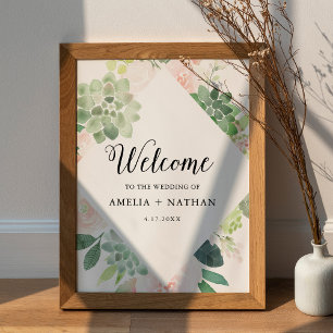 Poster DEVON Succulent Mariage de verdure Bienvenue 18x24