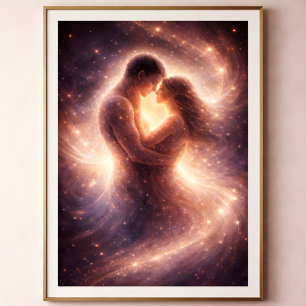 Poster Dévotion Céleste – Art Abstrait de Couple Cosmique