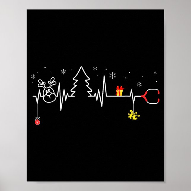 Poster Devoxtee Christmas Tree Heartbeat Funny Christmas  (Devant)