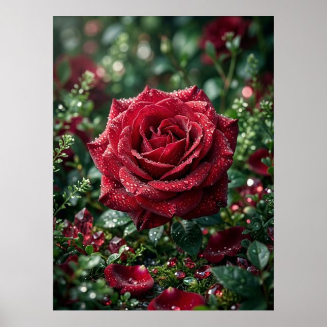 Poster Dew Rose Luxe Macro Bloom (Devant)