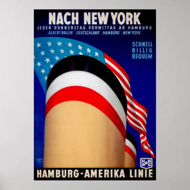 Poster d'expédition vintage Hamburg Amerika (Devant)