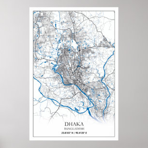 Poster Dhaka Bangladesh City Map Voyage Simple Minimal