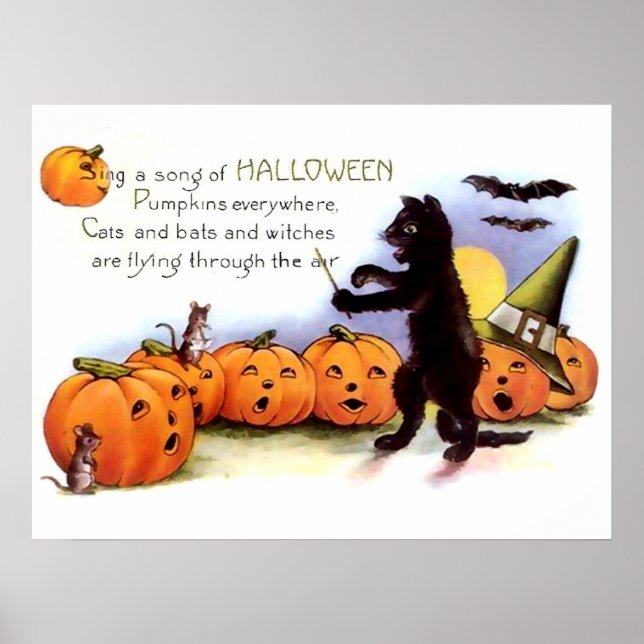 Poster d'Halloween Chat Noir Imprimer (Devant)