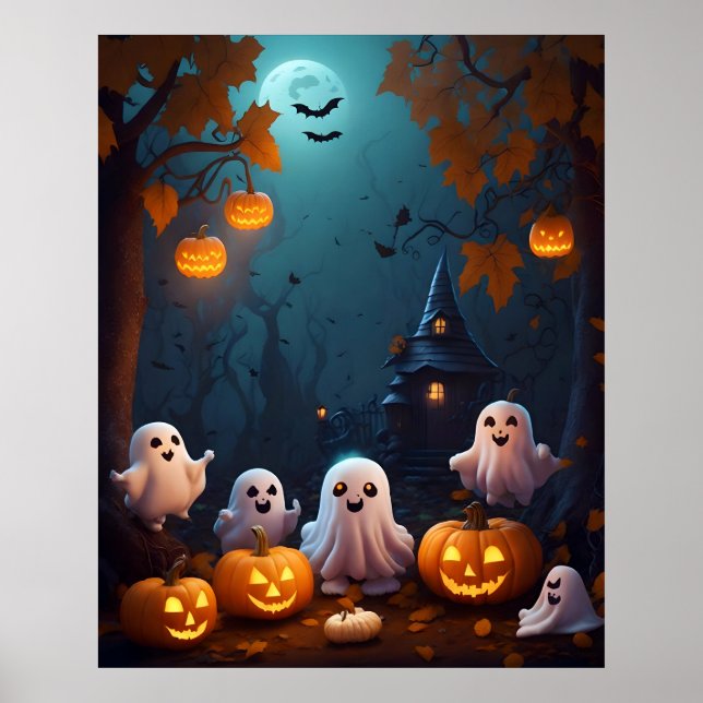 Poster d'Halloween Cute Ghosts (Devant)