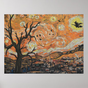 Poster d'Halloween de nuit étoilée