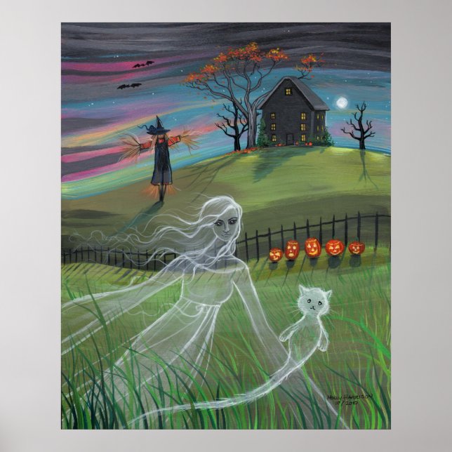 Poster d'Halloween Ghost Friends par Molly Harriso (Devant)