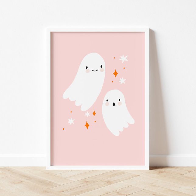 Poster d'Halloween rose double fantôme (Créateur téléchargé)