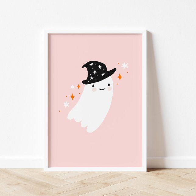 Poster d'Halloween rose Fantôme de Sorcière (Créateur téléchargé)
