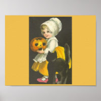 Poster d'Halloween Vintage pour fille Citrouille n