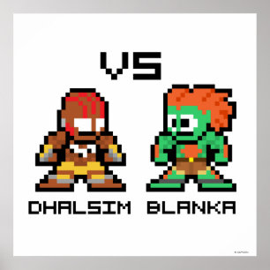 Poster Dhalsim 8 bits VS Blanka