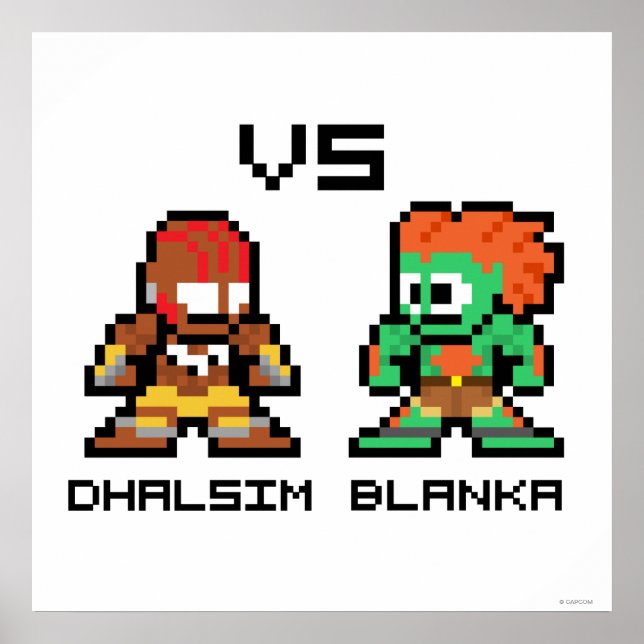 Poster Dhalsim 8 bits VS Blanka (Devant)