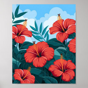 Poster d'Hibiscus tropical - Fleur colorée