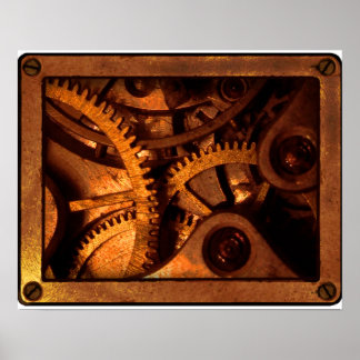 Poster d'horloge Steampunk Gears