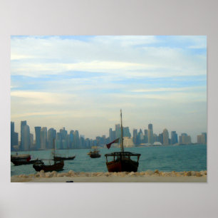 Poster Dhows traditionnels dans le port de Doha