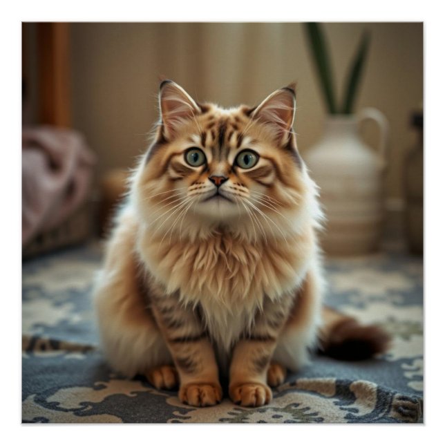 Poster d'Humour Décor du salon de chat perse (Devant)