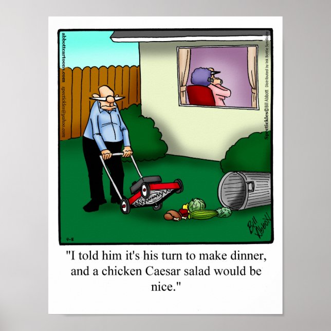 Poster d'Humour drôle "Son tour de faire le dîner" (Devant)