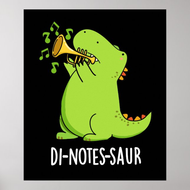Poster Di-notes-saur Drôle de dinosaure Punir Fond sombre (Devant)