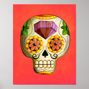 Poster Dia de Los Muertos - Crâne mexicain à sucre