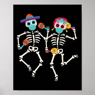 Poster Dia De Los Muertos Jour De La Danse Du Crâne Morte