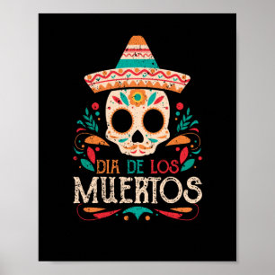Poster Dia De Los Muertos Jour du crâne mexicain mort