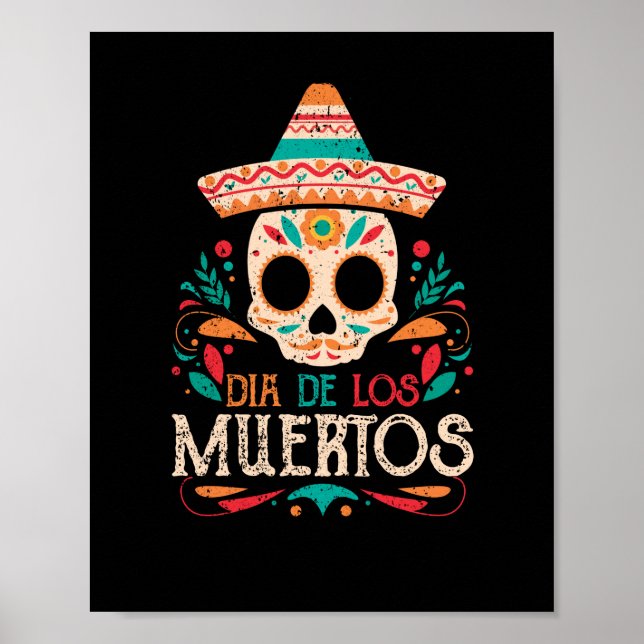 Poster Dia De Los Muertos Jour du crâne mexicain mort (Devant)