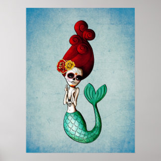 Poster Dia de Los Muertos La Catrina Mermaid