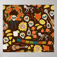 Dia De Los Muertos, motif de dessins animés.