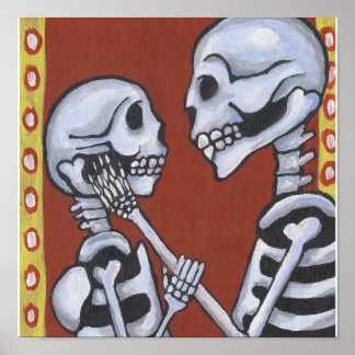 Poster Dia de los Muertos Skeletons dans Love Canvas Impr