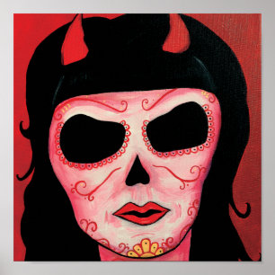 Poster Dia de los Muertos Skeletons Satan Print