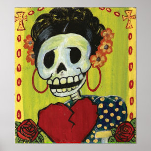 Poster dia de los muertos squelette dame imprimer