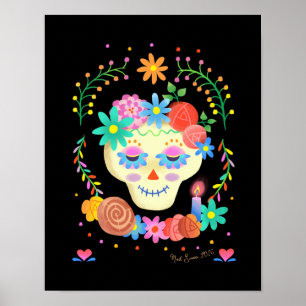 Poster Día de los Muertos Sugar Crâne Art Imprimer
