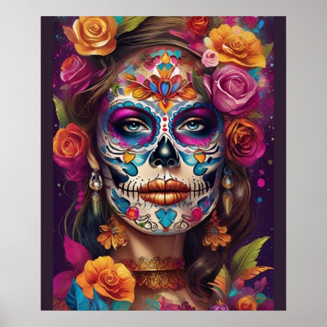 Poster Dia de los Muertos Sugar Skull Beauté (Devant)