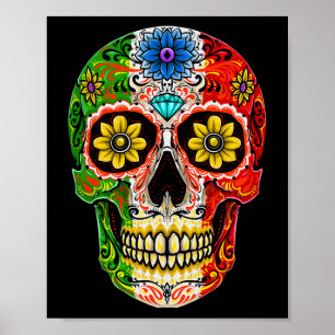 Poster Dia De Muertos Cinco De Mayo Sugar Crâne Mexicaine