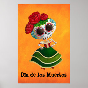 Poster Dia de Muertos Mexicaine Miss Mort