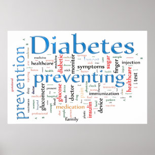 Poster Diabète prévenant le bleu