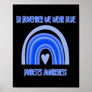 Poster Diabète T1D Mois de sensibilisation Blue Rainbow R