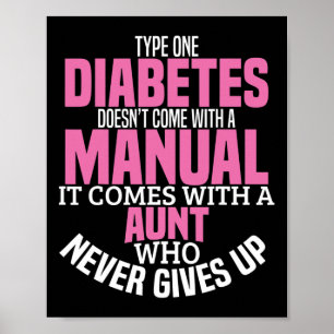 Poster Diabète Tante T1D Diabète Type 1 Sensibilisation F
